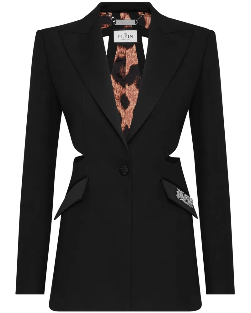 Philipp Plein Cut-Out-Blazer mit Logo-Schild - Schwarz Schwarz