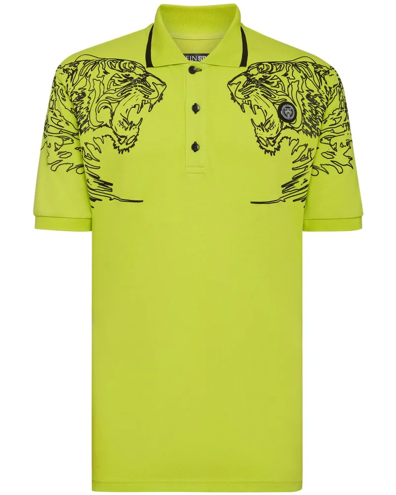 Philipp Plein Poloshirt mit Tiger-Print - Gelb Gelb