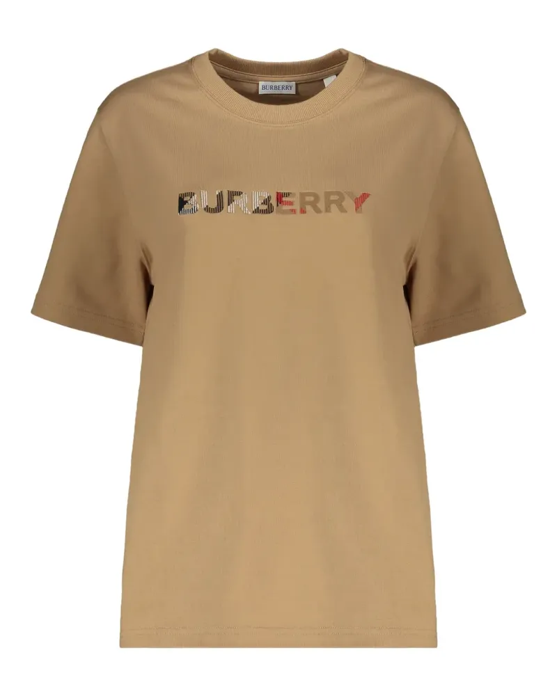 Burberry logo-embroidered T-shirt - Nude Nude
