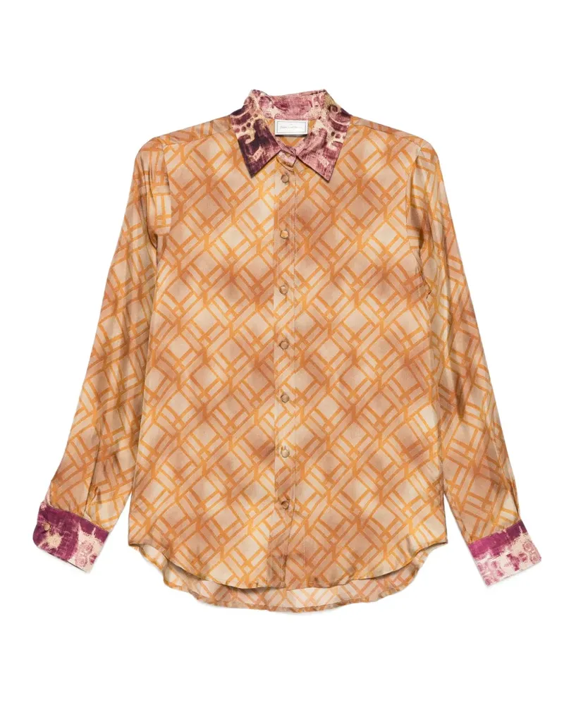 Pierre-Louis Mascia Seidenhemd mit geometrischem Print - Braun Braun