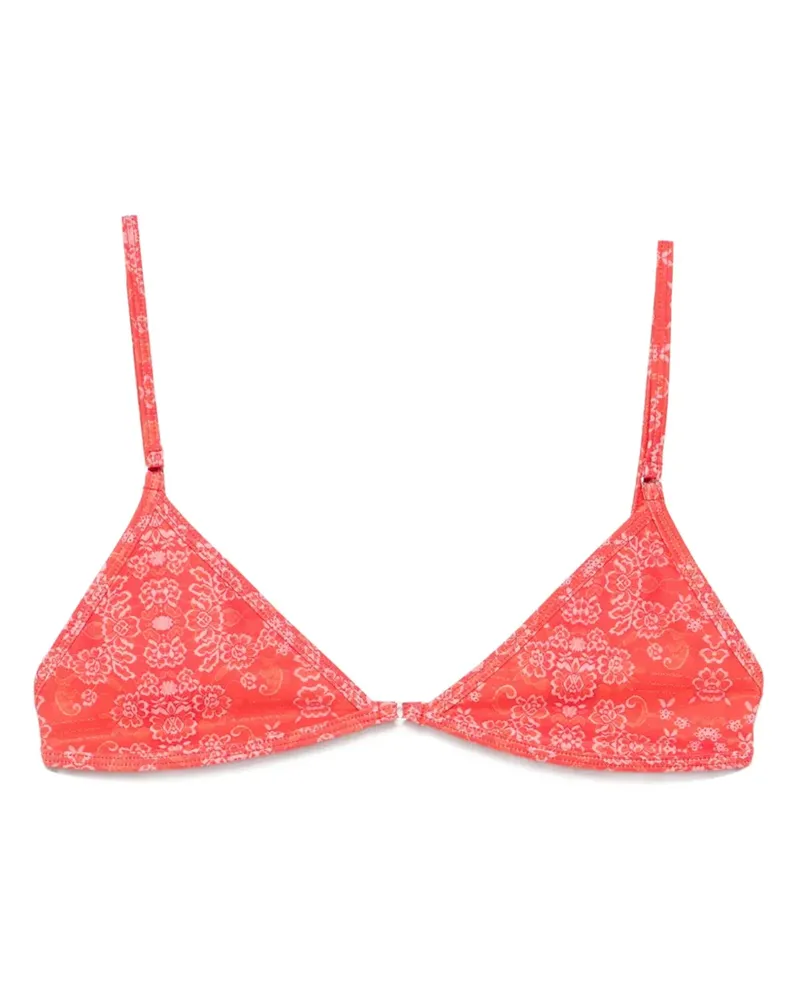 Roberta Einer x Kiss 'n Thrill Frida Triangel-Bikinioberteil mit Blumen-Print - Rot Rot