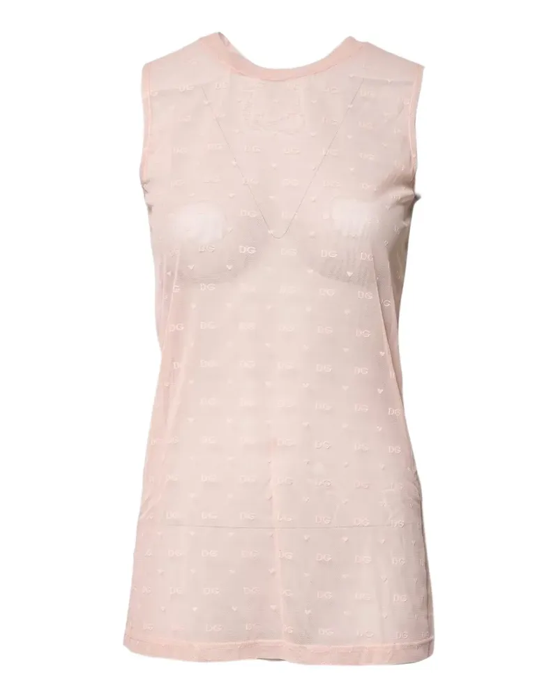 Dolce & Gabbana Mesh-Oberteil mit Logo-Muster - Nude Nude