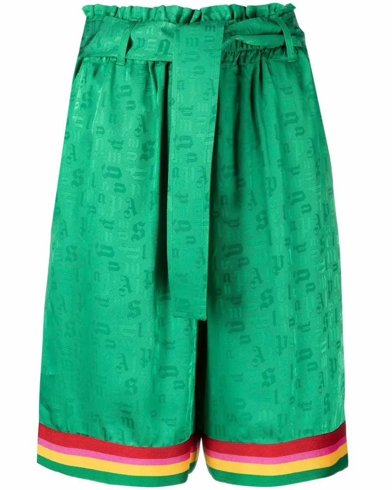 Palm Angels High-Waist-Shorts mit Logo - Grün Grün