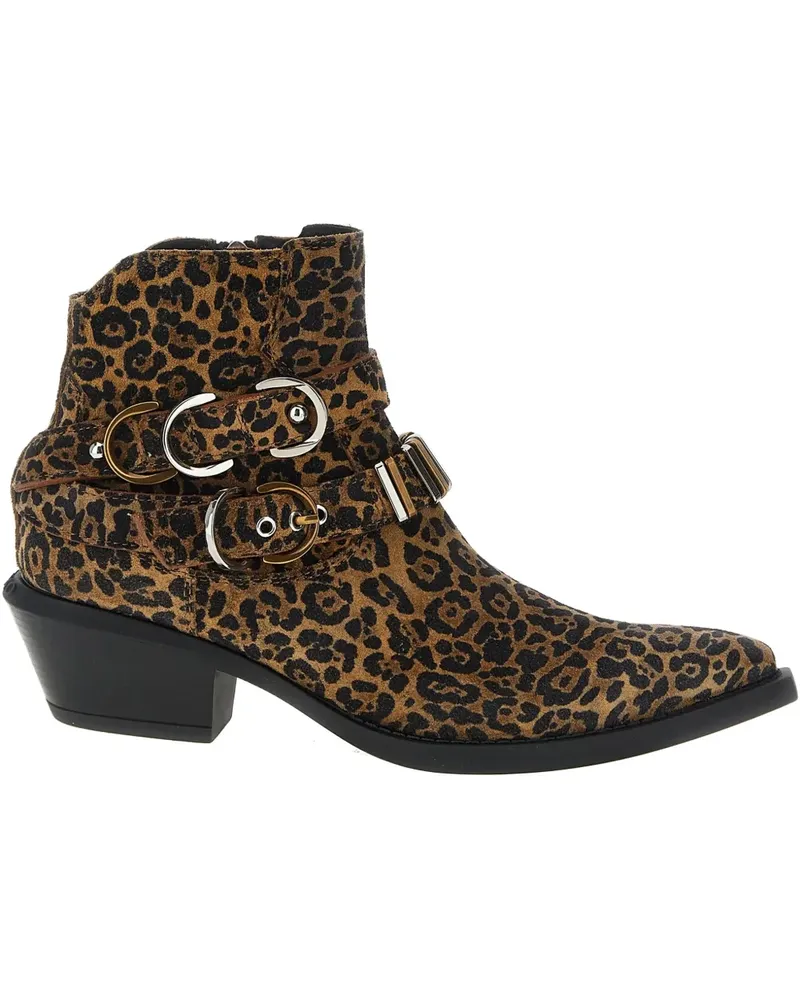 Pinko Tex 13 Stiefeletten mit Leoparden-Print - Braun Braun