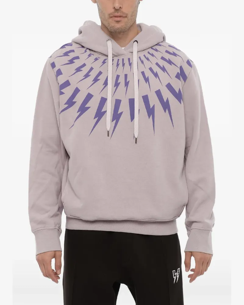 Neil Barrett Fair-Isle Thunderbolt Hoodie - Nude Nude