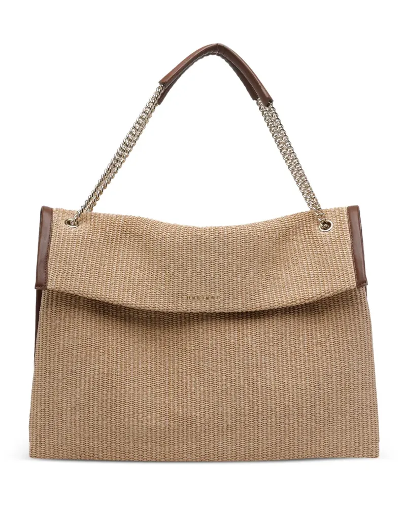 Orciani large Venus Soft leather-trim shoulder bag - Nude Nude