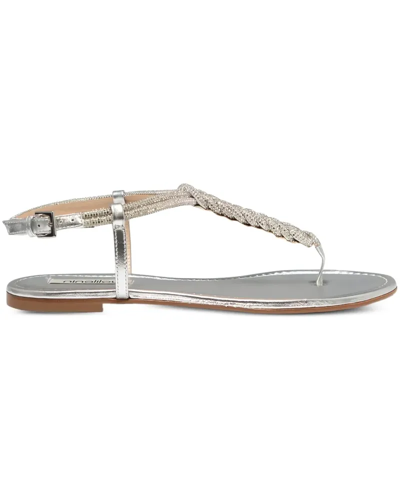 NINALILOU Verzierte Frida Sandalen mit Flechtdetail - Silber Silber
