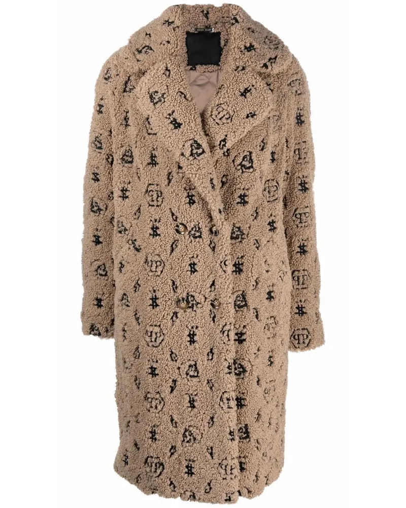 Philipp Plein Bestickter Shearling-Mantel - Nude Nude