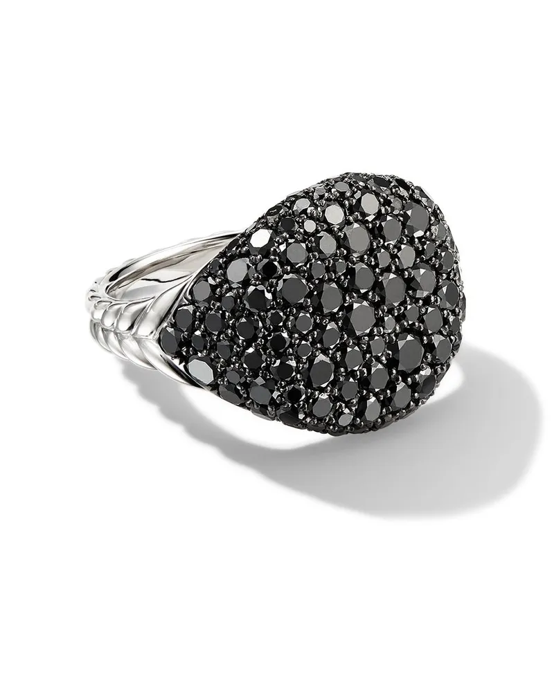 David Yurman 18kt Chevron Weißgoldring mit Diamant 13mm - Silber Silber