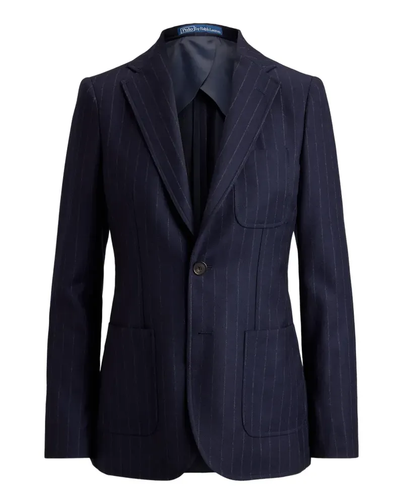 Ralph Lauren Nadelstreifen-Jacke mit aufgesetzter Tasche - Blau Blau