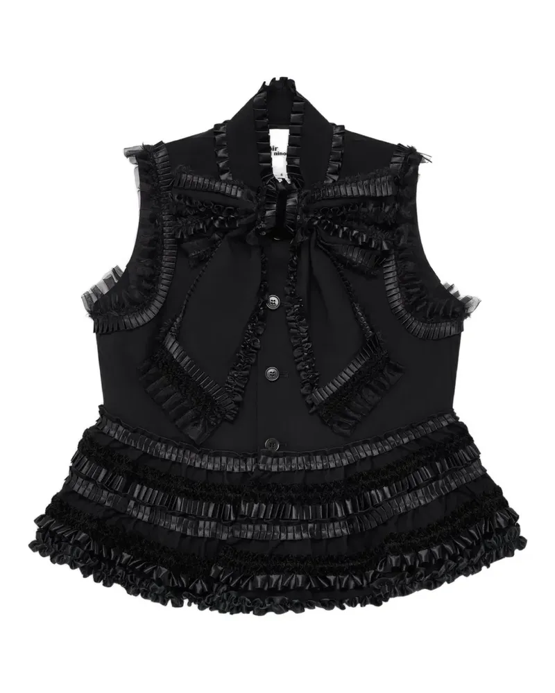 Noir Kei Ninomiya ruffled bow-detail blouse - Schwarz Schwarz