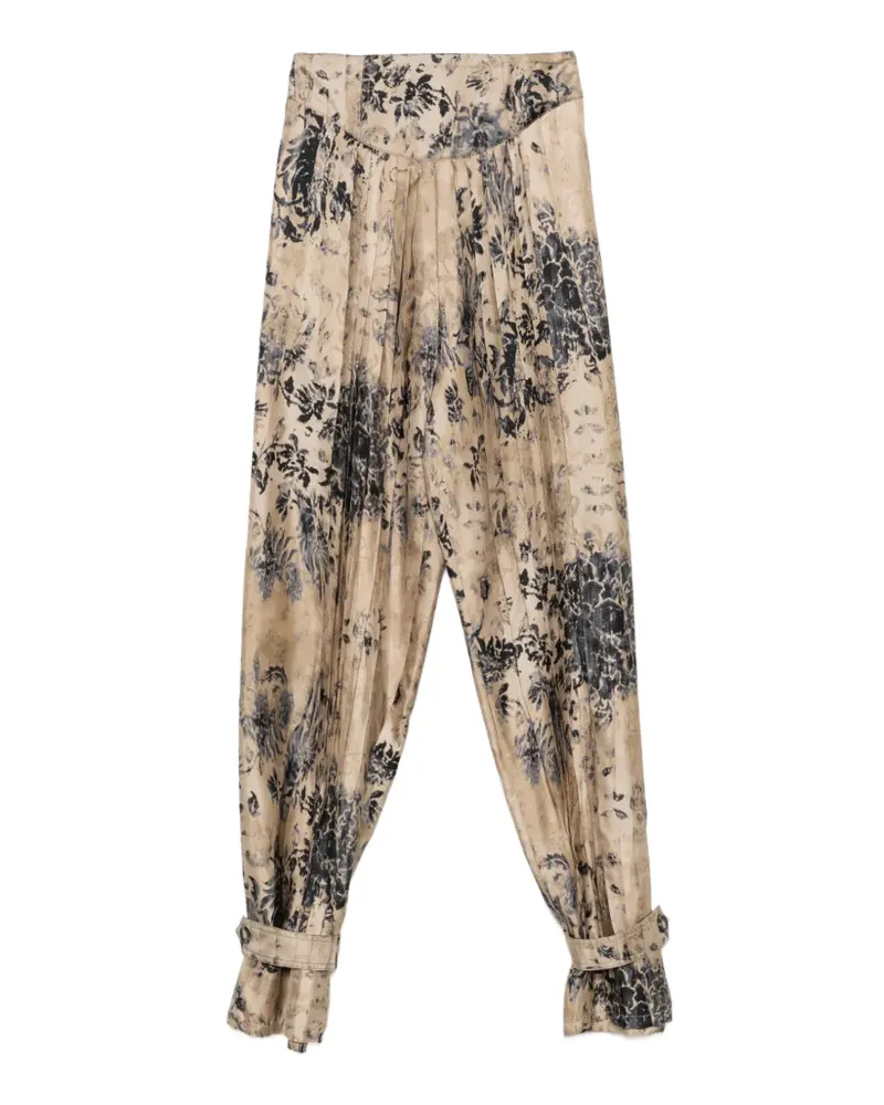 Antonio Marras floral-print pleated trousers - Nude Nude