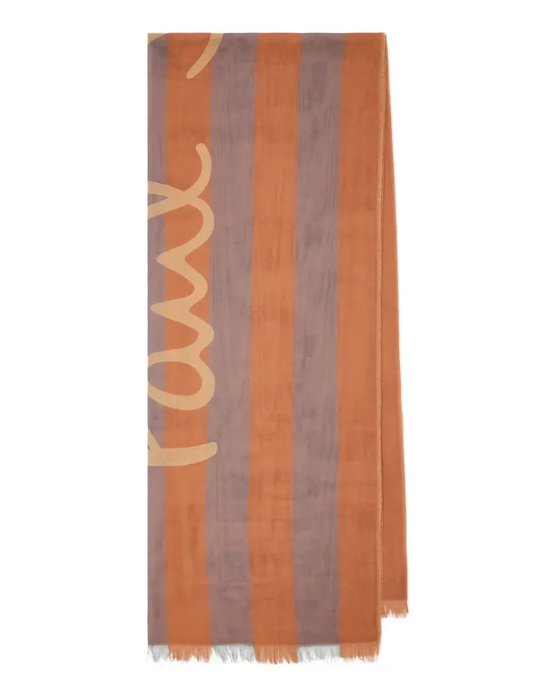 Paul Smith striped logo-print scarf - Orange Orange