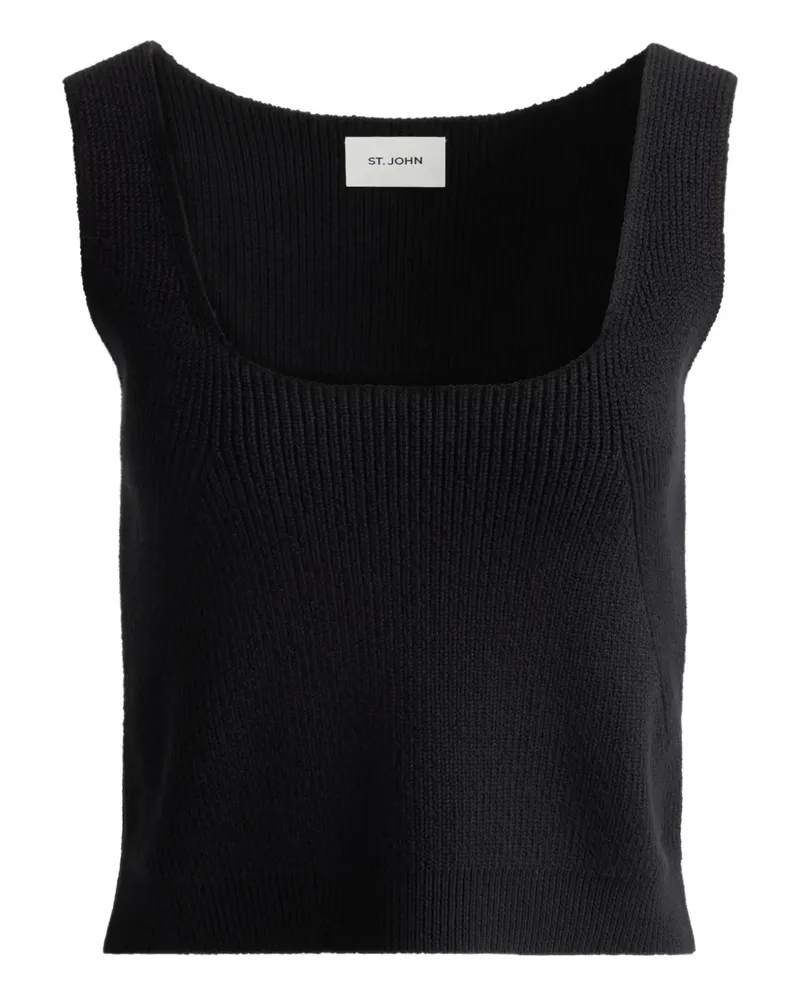 ST. JOHN Geripptes Tanktop - Schwarz Schwarz