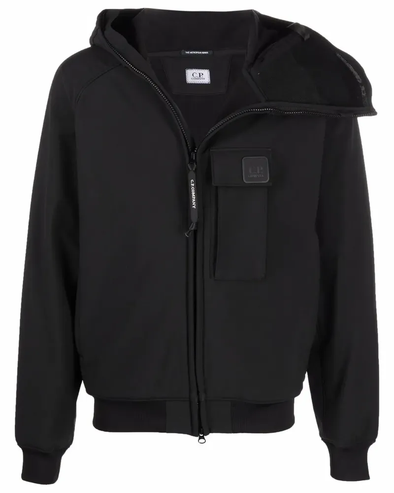 C.P. Company Sportjacke mit Logo-Patch - Schwarz Schwarz