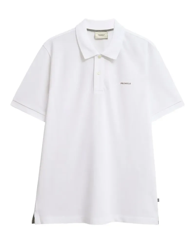 Pringle of Scotland Kurzärmeliges Poloshirt mit gummiertem Logo - Weiß Weiß