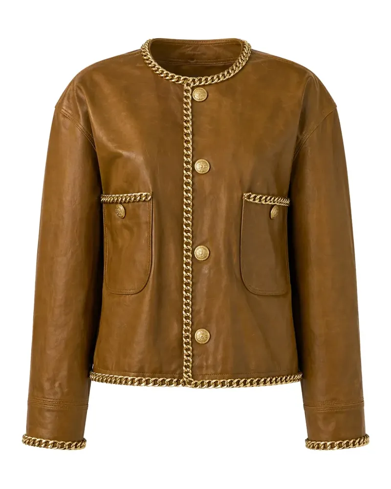 R13 chain-link leather jacket - Braun Braun