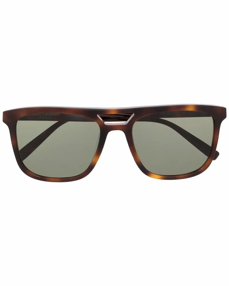 Saint Laurent Eckige Sonnenbrille in Schildpattoptik - Braun Braun