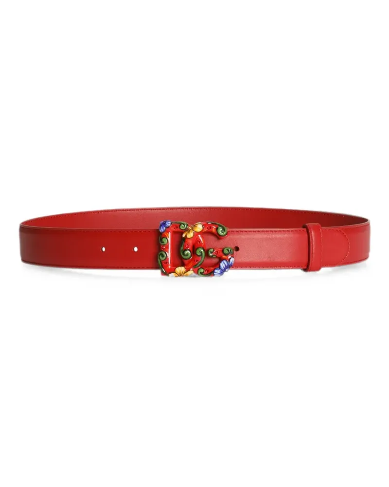 Dolce & Gabbana Gürtel aus Kalbsleder mit Carretto-Schnalle - Rot Rot