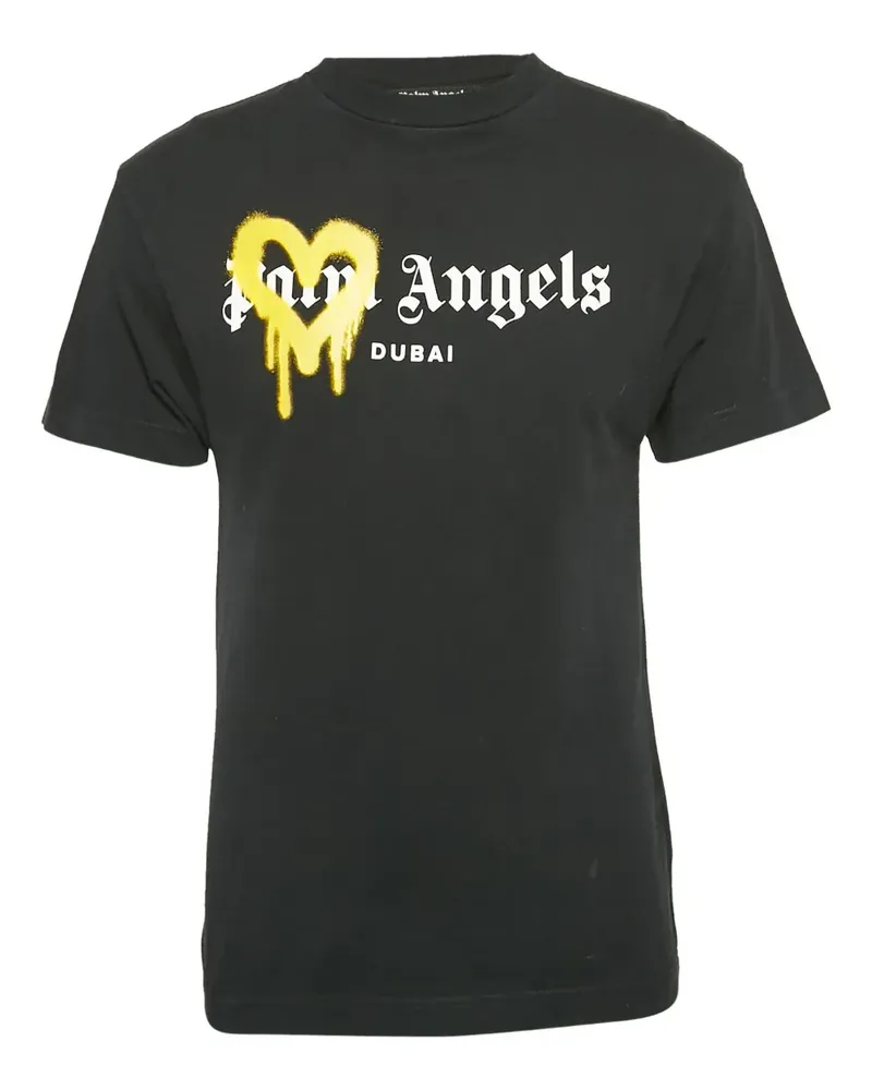 Palm Angels T-Shirt mit tropfendem Logo - Schwarz Schwarz