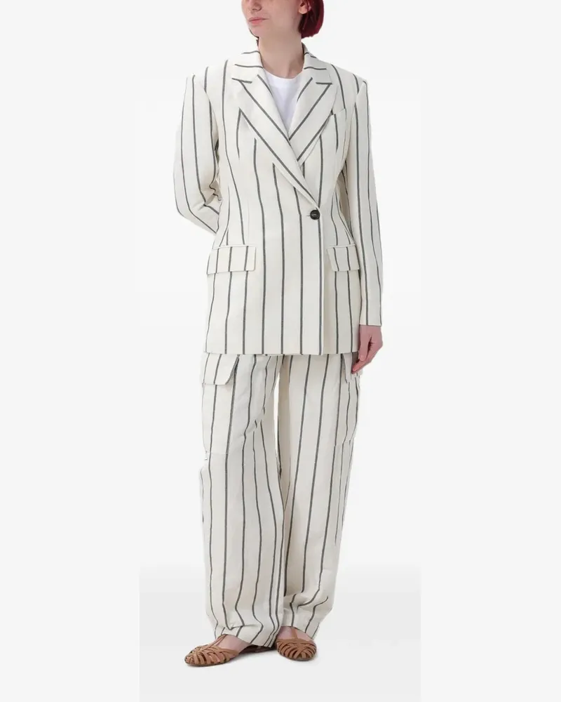 Brunello Cucinelli striped double-breasted blazer - Nude Nude