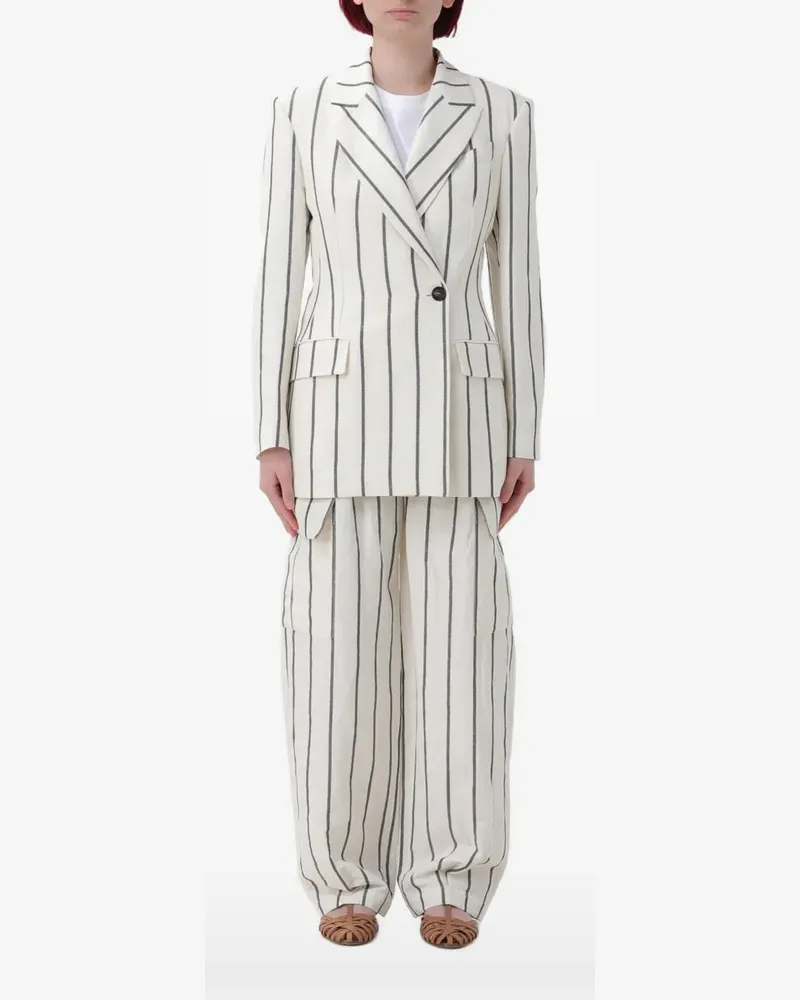 Brunello Cucinelli striped double-breasted blazer - Nude Nude