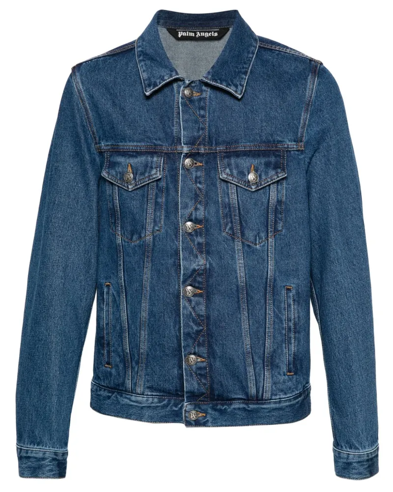 Palm Angels Jeansjacke mit Monogramm-Prägung Blau