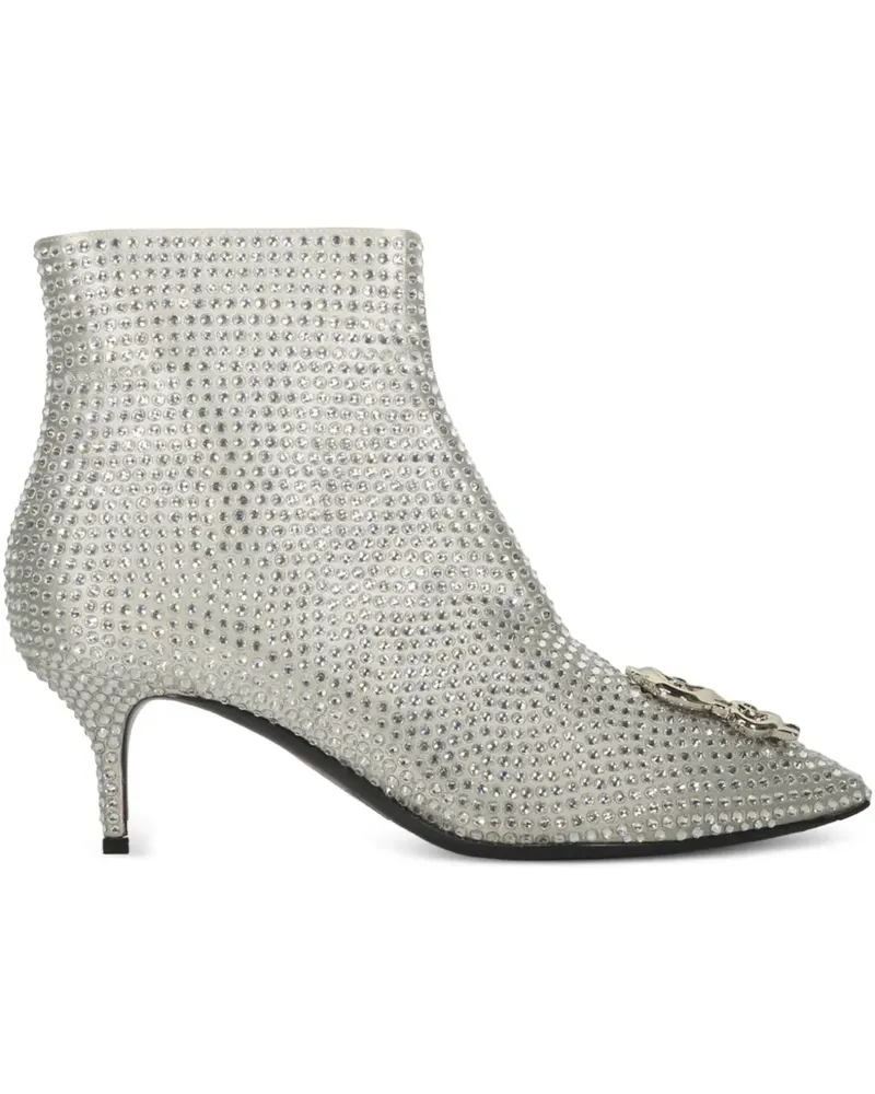Moschino Kitten-Heel-Stiefeletten mit Kristallen 60mm - Silber Silber