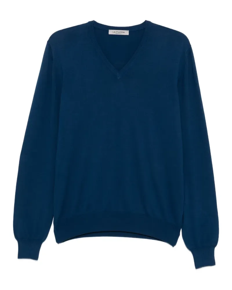 La Fileria Pullover mit V-Ausschnitt - Blau Blau