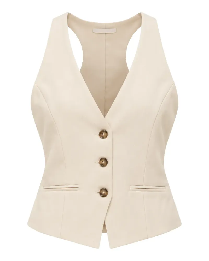 Blumarine lace-trimmed racer-back waistcoat - Nude Nude