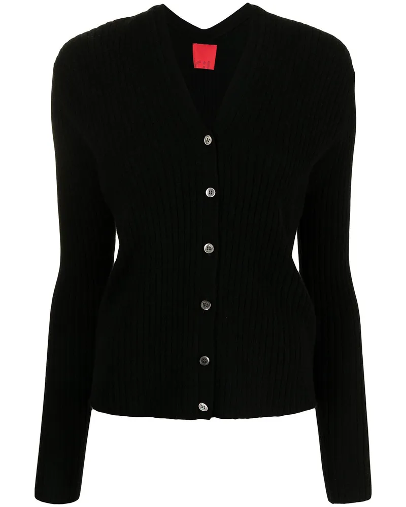 Cashmere In Love Gerippter Inez Cropped-Cardigan - Schwarz Schwarz