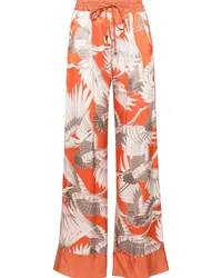 Kiton Seidenhose mit grafischem Print Orange