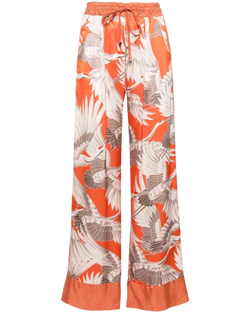 Kiton Seidenhose mit grafischem Print Orange