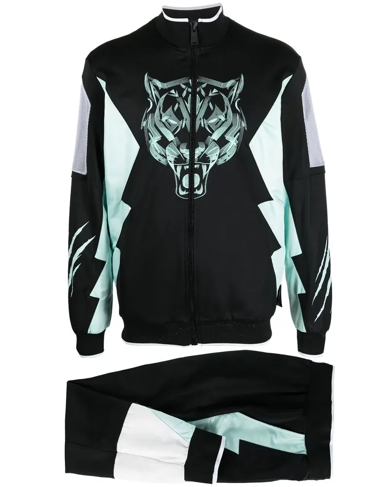 Philipp Plein Jogginganzug mit Tiger-Motiv - Schwarz Schwarz