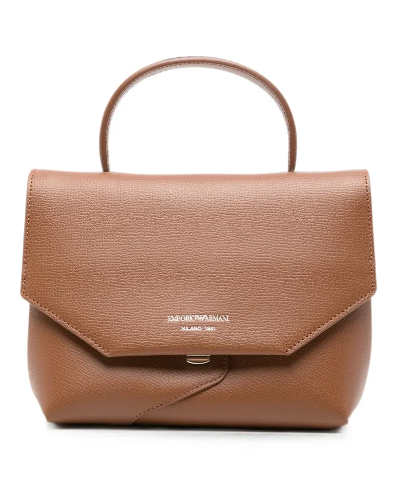 Emporio Armani 1981 logo-print leather clutch bag - Braun Braun