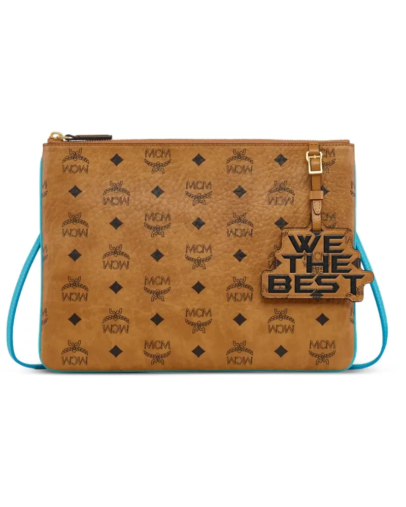 MCM x We The Best medium Visetos logo-print pouch - Braun Braun