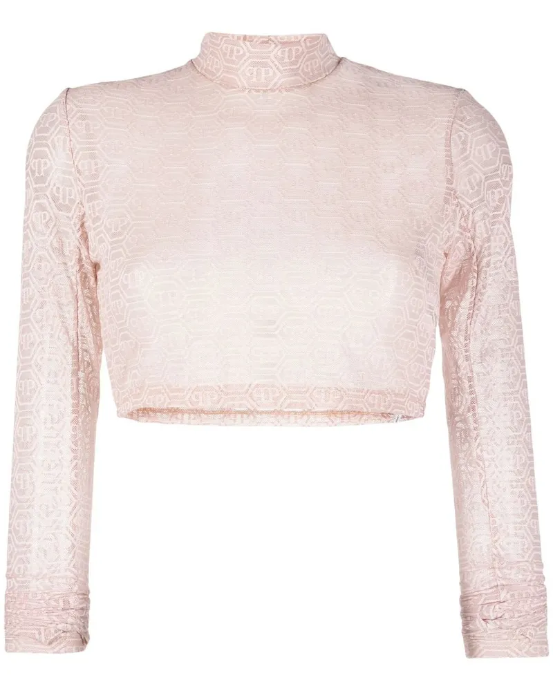 Philipp Plein Cropped-Top mit Monogramm - Rosa Rosa