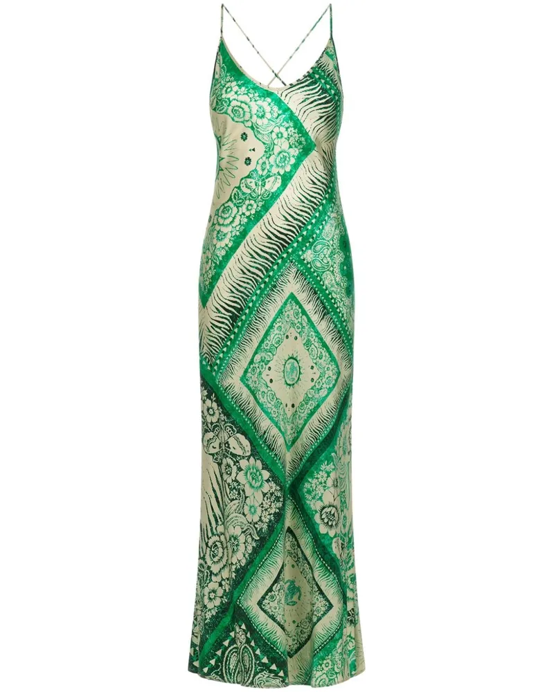Roberto Cavalli Camisole-Seidenkleid mit abstraktem Print - Grün Grün