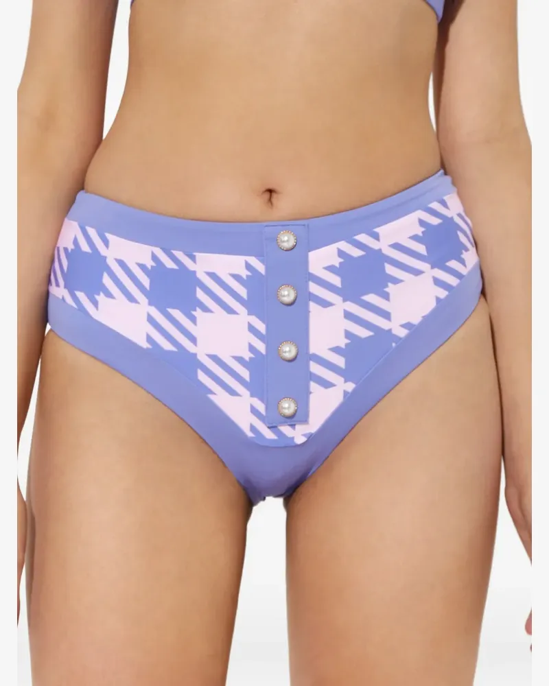 Beach Riot Isle Bikinihöschen mit Hahnentrittmuster - Blau Blau