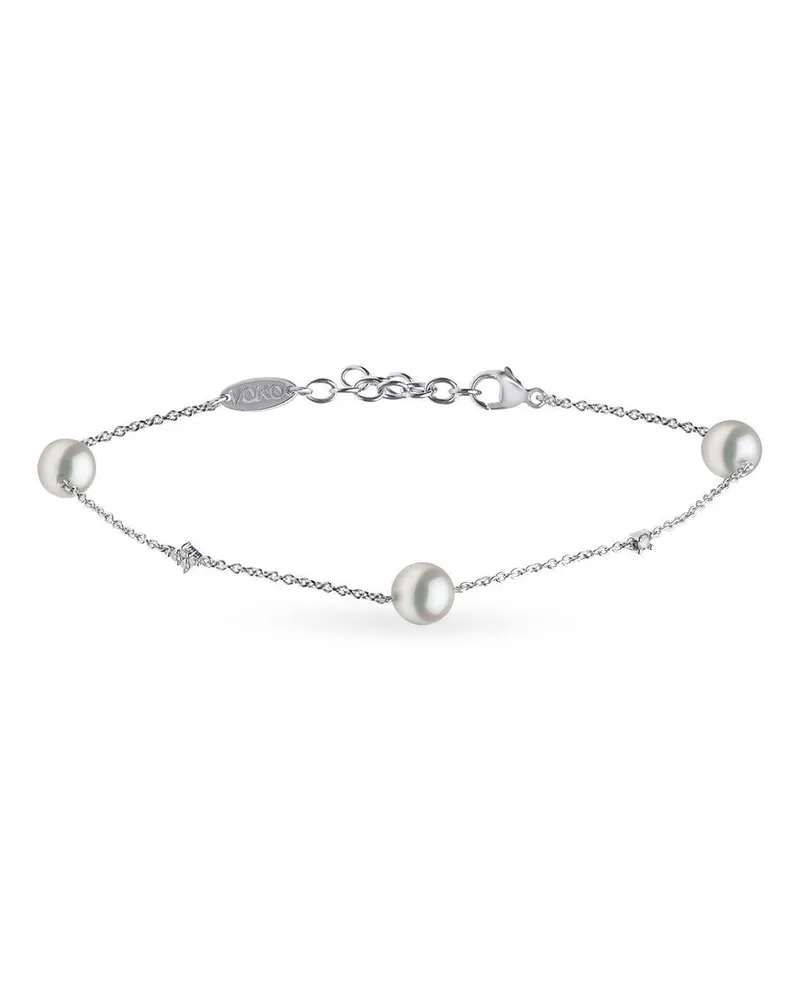 YOKO London 18kt Weißgoldarmband mit Akoya-Perlen - Silber Silber