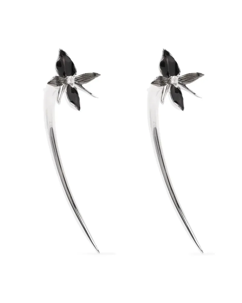 Shaun Leane diamond orchid hook earrings - Silber Silber