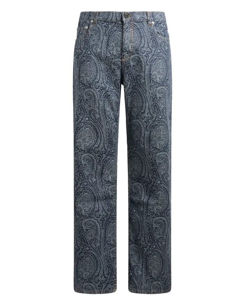 Etro Gerade Jacquard-Jeans - Grau Grau