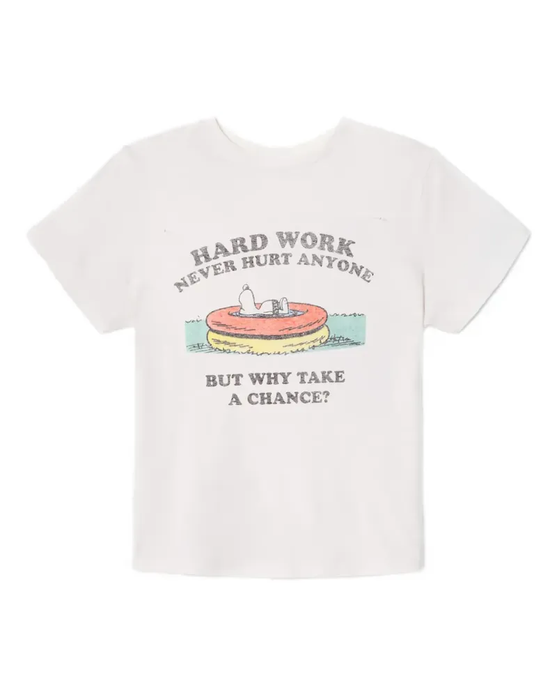 RE/DONE Snoopy Hard Work T-Shirt - Weiß Weiß