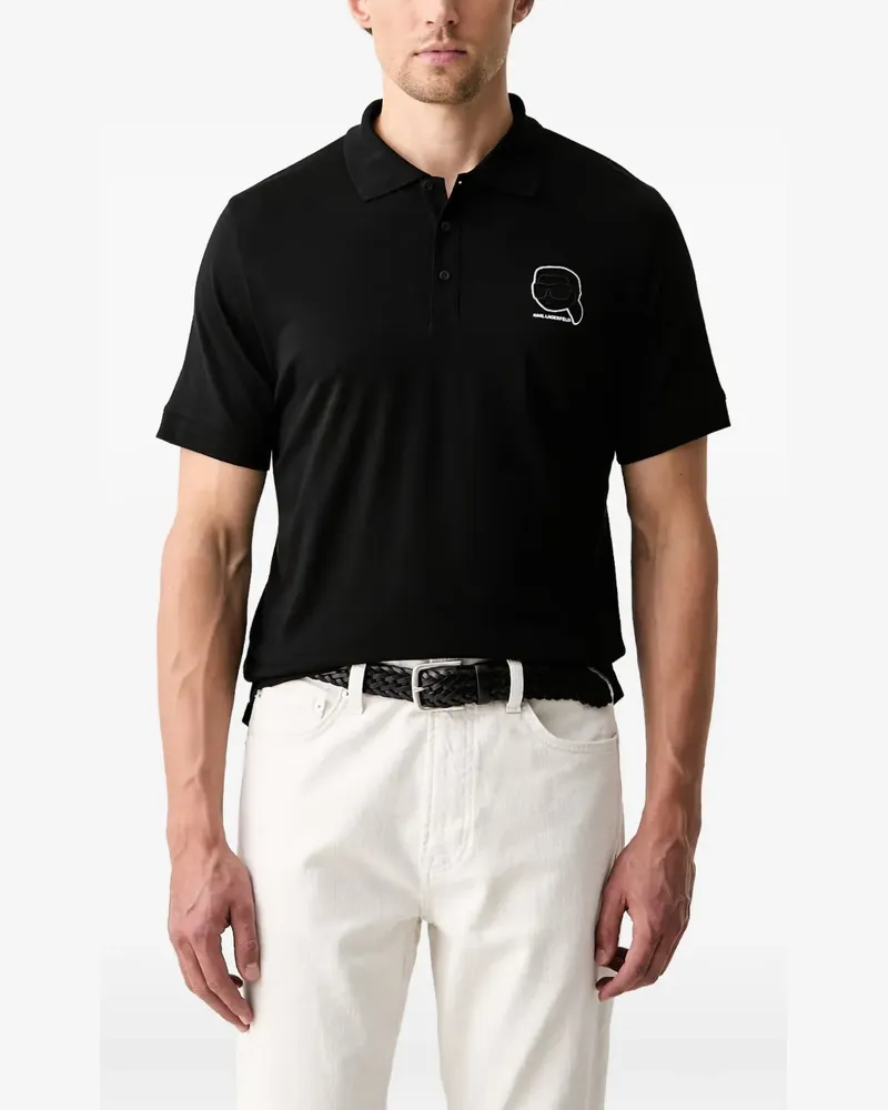 Karl Lagerfeld logo-patch polo shirt - Schwarz Schwarz