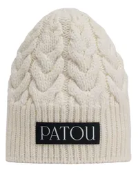 Patou Beanie mit Zopfmuster Weiß