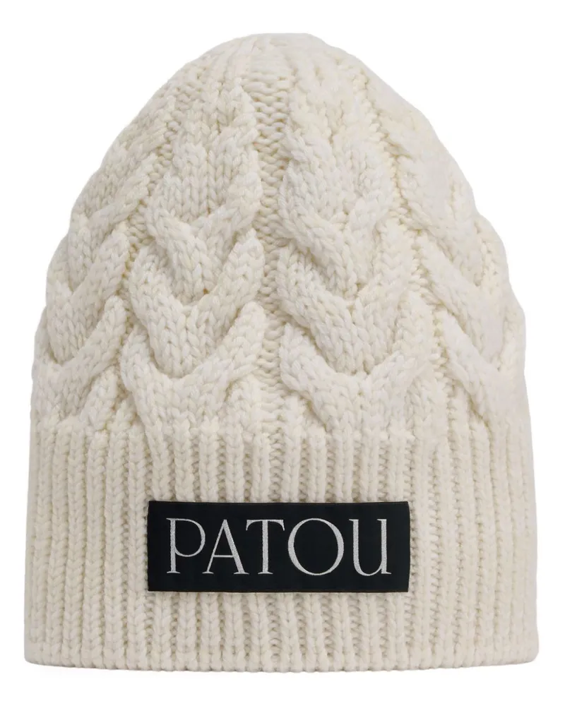 Patou Beanie mit Logo-Patch Weiß