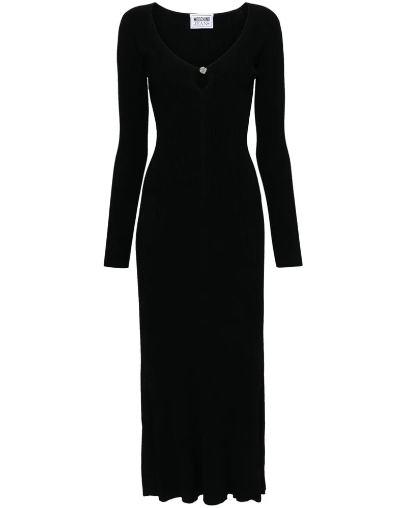 Moschino Maxikleid aus geripptem Strick - Schwarz Schwarz