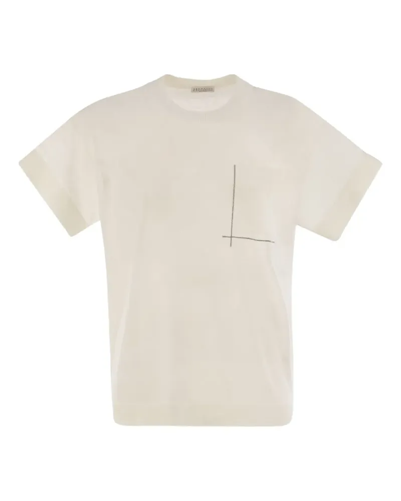 Brunello Cucinelli T-Shirt mit Taschendetail - Nude Nude