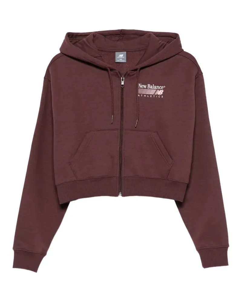 New Balance Cropped-Hoodie mit Logo-Print - Rot Rot