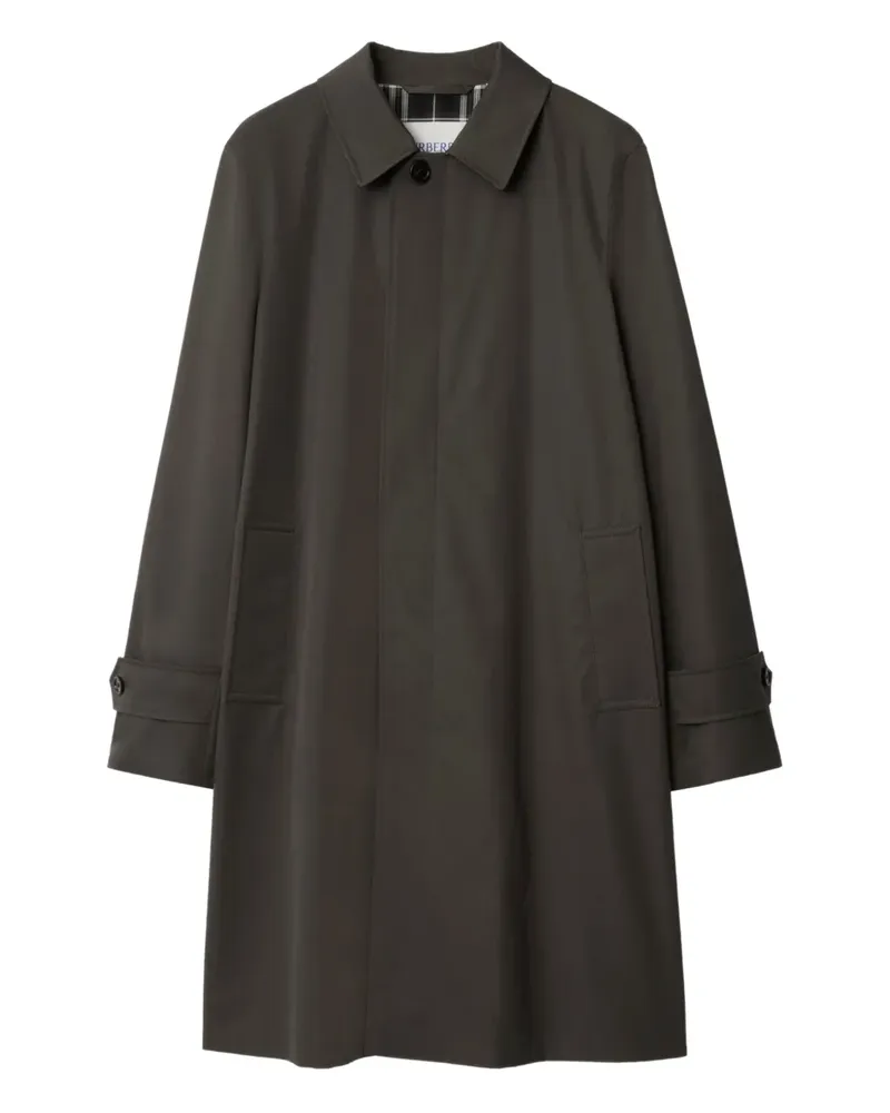 Burberry Gabardine-Mantel mit kariertem Futter - Grau Grau